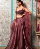 Heavy Crop Top Set with Dupatta in Chestnut Brown