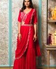 Red Crop Top with Palazzo and Drape style Dupatta