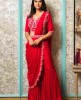 Red Crop Top with Palazzo and Drape style Dupatta