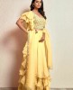 Lemon Yellow Crop Top Set with Ruffle Dupatta
