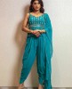 Elegant Peplum and Dhoti with Dupatta in Bright Blue