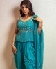 Elegant Peplum and Dhoti with Dupatta in Bright Blue