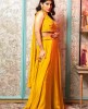 Mustard Yellow color Crop Top Set with matching Dupatta in Silk