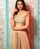 Warm Beige color Crop Top and Sharara with matching Dupatta in Chinnon