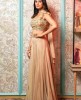 Warm Beige color Crop Top and Sharara with matching Dupatta in Chinnon