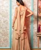 Warm Beige color Crop Top and Sharara with matching Dupatta in Chinnon