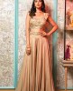 Warm Beige color Crop Top and Sharara with matching Dupatta in Chinnon