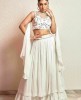 Heavy Crop Top with Simple Skirt and Dupatta in White color