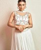 Heavy Crop Top with Simple Skirt and Dupatta in White color