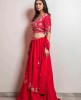 Red Silk Crop Top Set with Dupatta