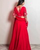 Red Silk Crop Top Set with Dupatta