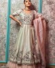 Pistachio Green   Gown With Heavy Rose Pink Organza Dupatta