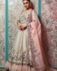 Pistachio Green   Gown With Heavy Rose Pink Organza Dupatta