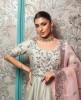Pistachio Green   Gown With Heavy Rose Pink Organza Dupatta