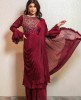 Straight Gown with attached Dupatta in Wine color