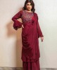 Straight Gown with attached Dupatta in Wine color