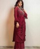 Straight Gown with attached Dupatta in Wine color
