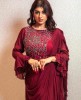 Straight Gown with attached Dupatta in Wine color