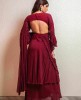 Straight Gown with attached Dupatta in Wine color