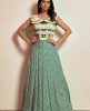 Printed Straight Gown in Dark Green Color