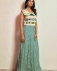 Printed Straight Gown in Dark Green Color