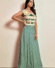 Printed Straight Gown in Dark Green Color