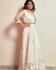 Ivory Gown in Dola Silk & Organza with attached Dupatta