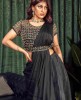 Black Crop Top set in Georgette with Dupatta and Belt