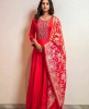 Red Anarkali Suit with Banarasi Dupatta