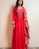 Red Anarkali Suit with Banarasi Dupatta