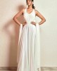 White Party wear Gown in Satin Silk