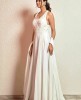 White Party wear Gown in Satin Silk