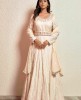 Cream color Anarkali Suit in Raw Silk with Georgette Dupatta