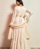 Cream color Anarkali Suit in Raw Silk with Georgette Dupatta
