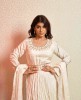 Ivory color Anarkali Suit in Dola Silk with Chiffon Dupatta