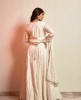 Ivory color Anarkali Suit in Dola Silk with Chiffon Dupatta