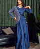 Dark Blue Jacket style Gown in Dola Silk