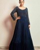 Dark Blue heavy work Gown in Chinnon