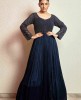 Dark Blue heavy work Gown in Chinnon