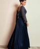 Dark Blue heavy work Gown in Chinnon