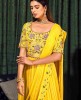 Lemon Yellow Gown with Drape Style Dupatta