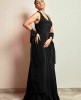 Black Party wear Gown in Satin Silk
