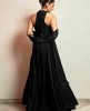 Black Party wear Gown in Satin Silk