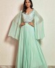 Sea Green Gown with Flarred Sleeves