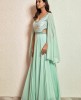 Sea Green Gown with Flarred Sleeves
