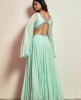 Sea Green Gown with Flarred Sleeves