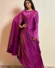 Dark Pink Party Wear Gown in Satin Crepe