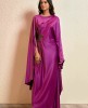 Dark Pink Party Wear Gown in Satin Crepe