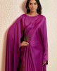 Dark Pink Party Wear Gown in Satin Crepe