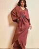 Chestnut Brown Party Wear Gown in Satin Crepe